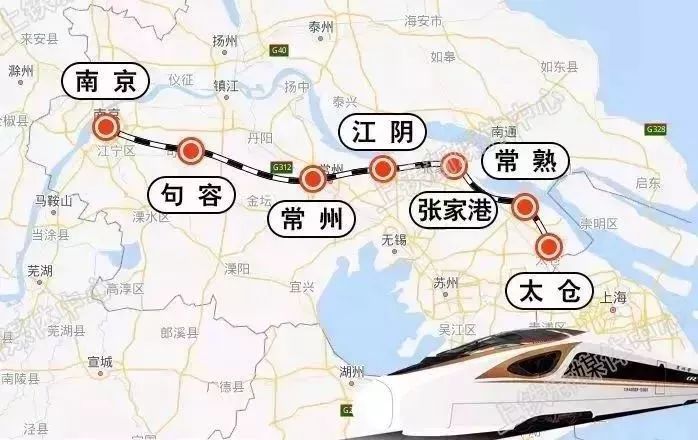 江苏南沿江高铁示意图
