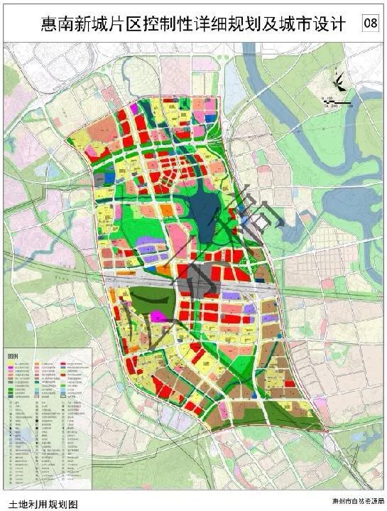 《惠阳区镇隆镇北部新城控制性详细规划(草案)》中,规划绿地与广场