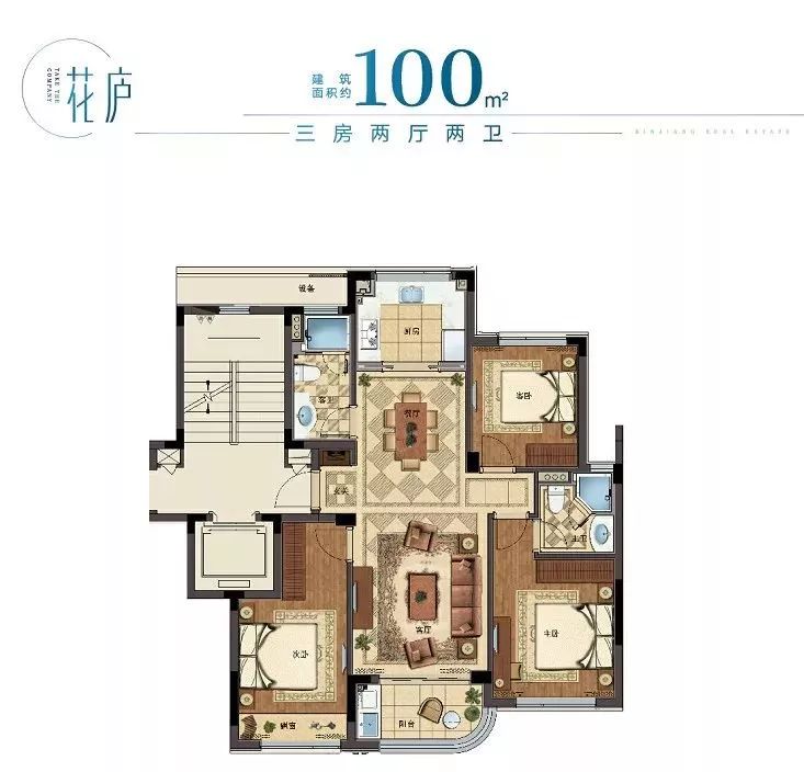 建筑面积约100平户型图