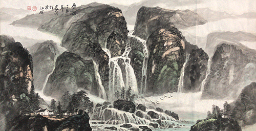 郭家训老师的这幅山水画,一派江山如画,使得画面有了一种诗一样的意境
