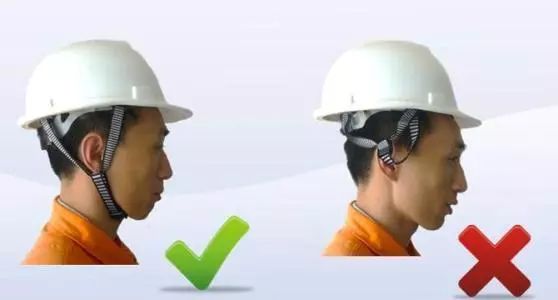 使用者在佩戴安全帽时一定要将帽戴正,戴牢,不能让帽子晃动,要系紧