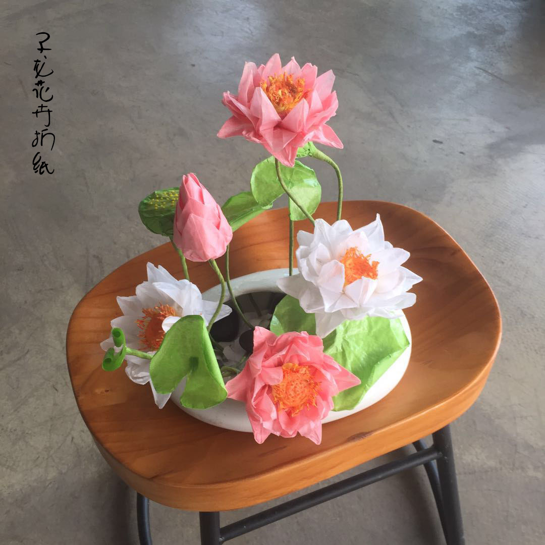 原创diy手工制作子龙荷花折纸