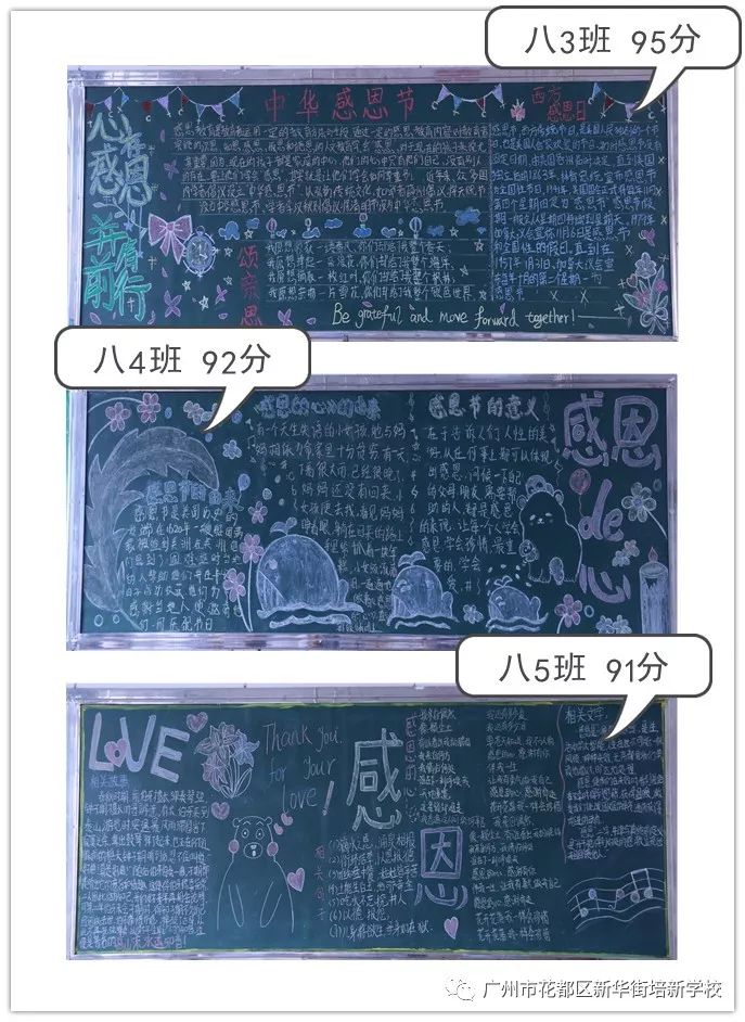 各个教室里,同学们精心绘制的感恩系列墙报,形式多样,内容丰富,给五月