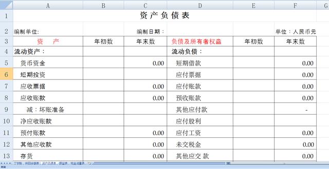 自动计算丁字账,余额表及财务报表模板!直接套用!会计