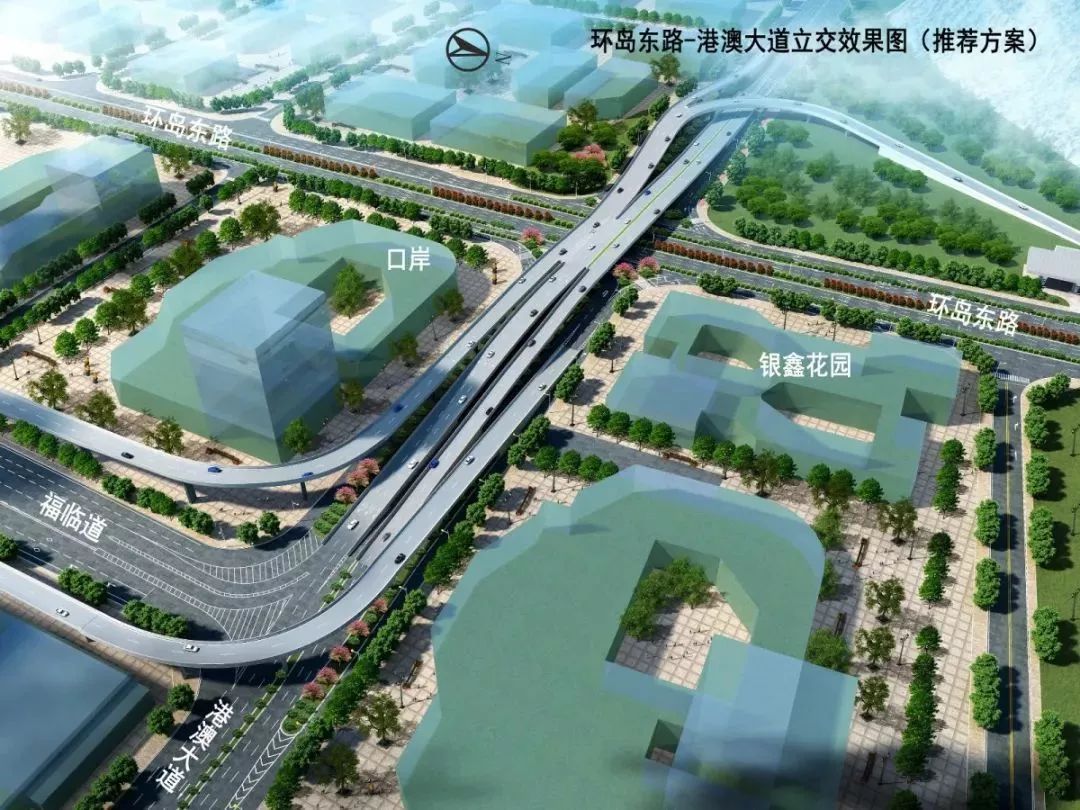 工程内容包括新建两座立交桥梁,1条地下车行通道和1条综合管廊,并对港