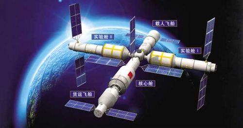 中国空间站构想图 资料图片