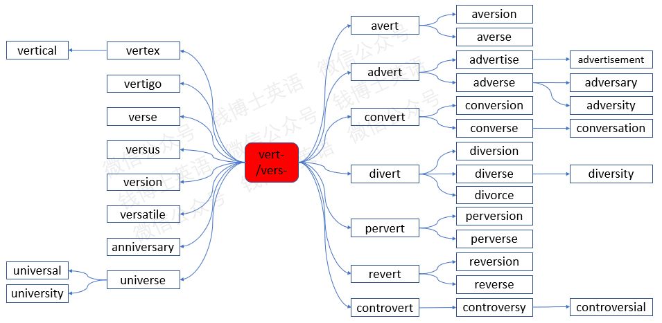 图记单词词根vertvers转