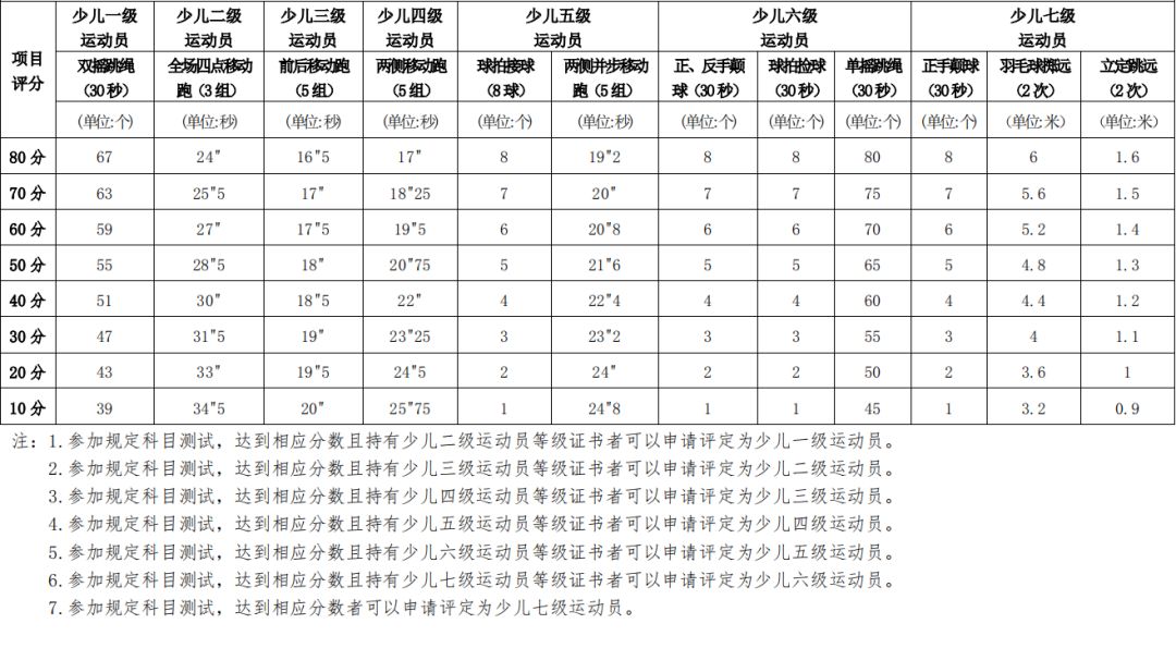 羽毛球运动水平等级评定标准_条件