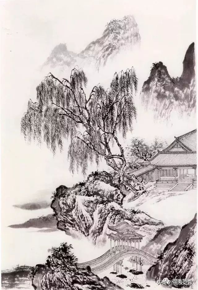 亭台楼阁白描画稿分享学到了