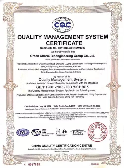 iso9001:2015质量管理体系认证证书