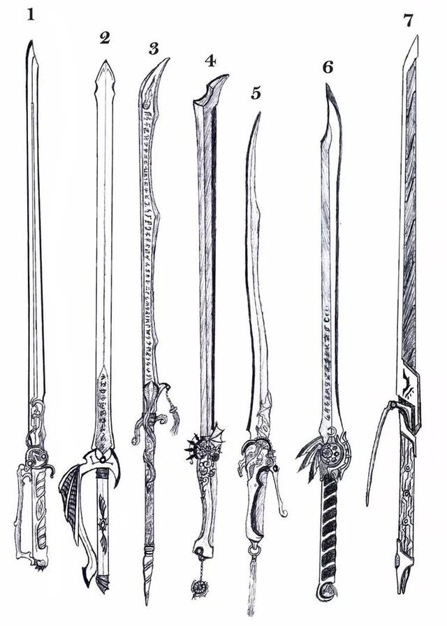 刀枪剑戟,斧钺钩叉,各种游戏武器的画法素材