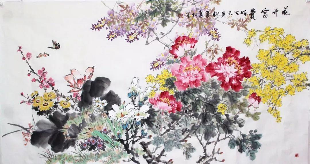 蒲青松先生的牡丹,画出神韵风貌,达到了形神兼备的艺术境界.