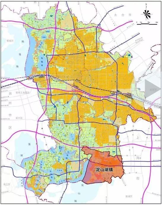 去年11月20日,昆山市淀山湖镇总体规划(2018-2035)草案公示.