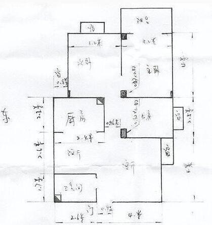 开头的户型图,自己手绘的,三室两厅,公认的中规中矩的户型.