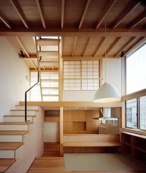 洛阳小户型复式公寓隔层楼梯原木工业风钢结构效果图分享