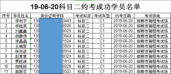 6月20日瑞程考试场 科目二,6月18日早上 06:30驾校集合看场地,6月20