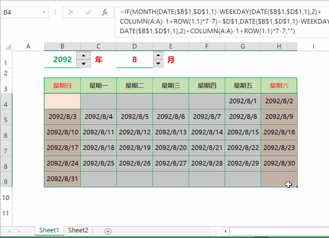 =if(month(date($b$1,$d$1,1)-weekday(date($b$1,$d$1,1),2) column
