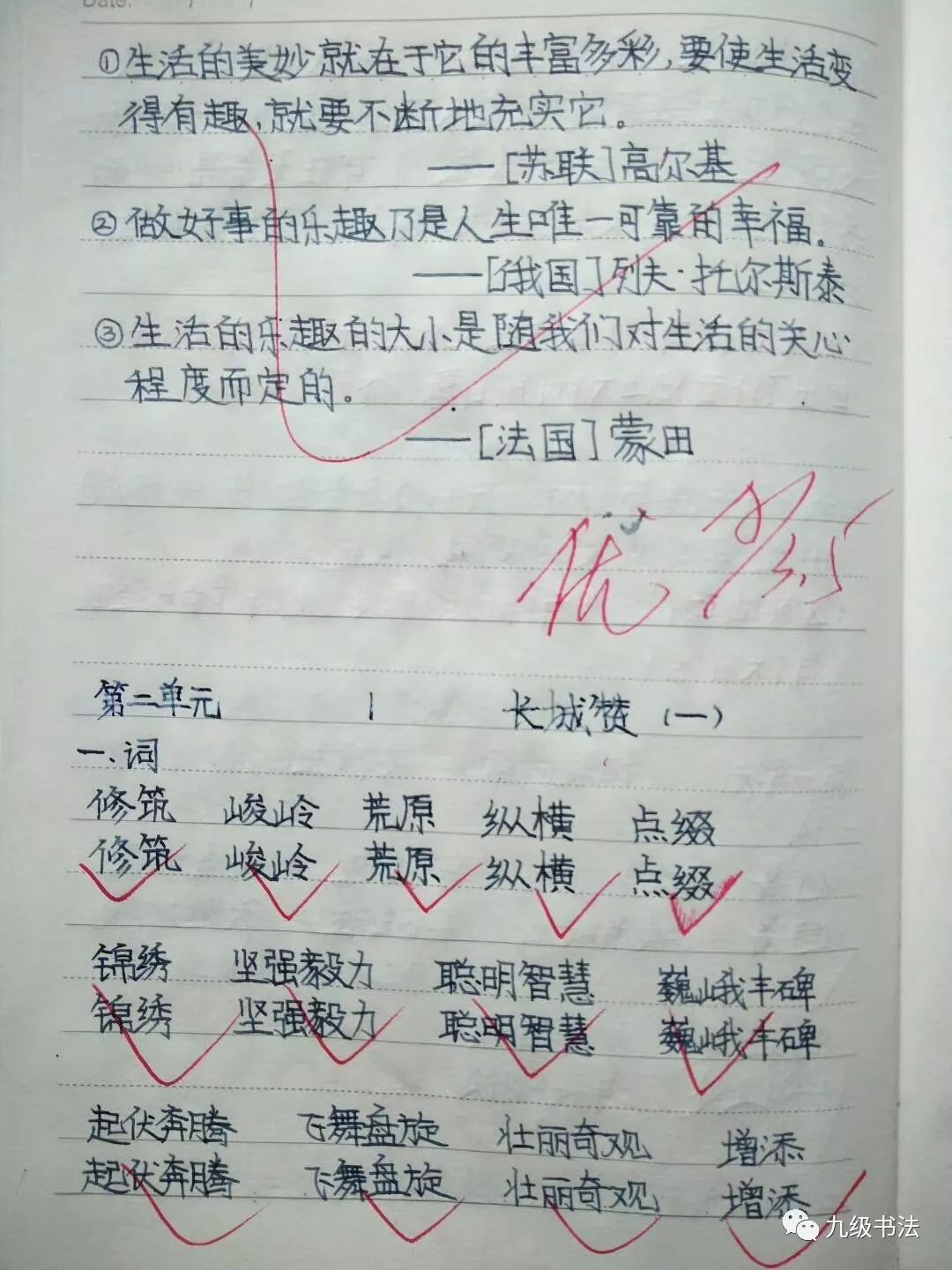 六年级晁上茹同学练字17节课作业书写整齐干净平稳方正