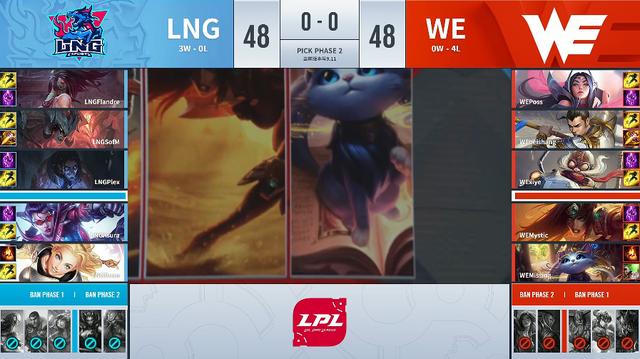 LOL-LPL：WE苦战三局不敌LNG，夏季赛首胜依旧无望