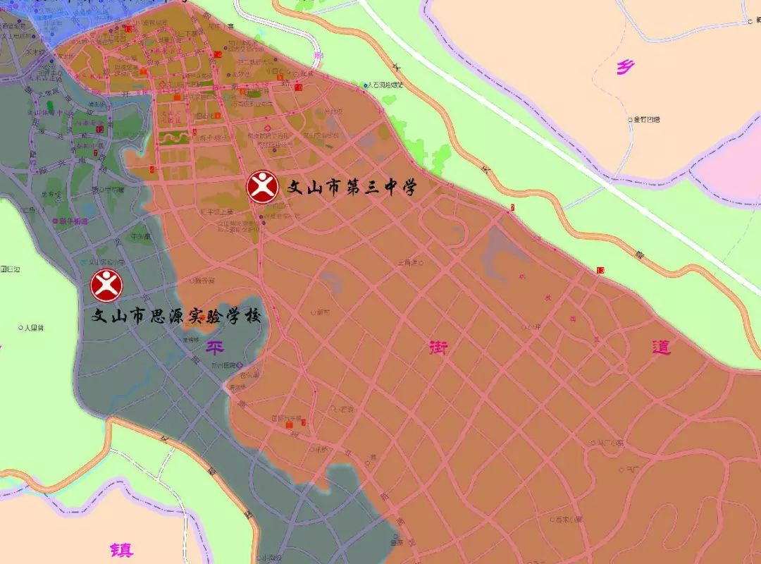 请查收文山城区中小学划片招生图新鲜出炉