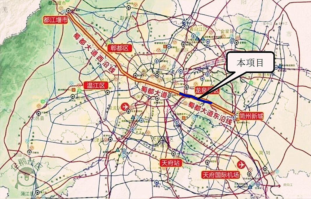 成都龙泉驿区新增东西城市轴线成渝高速公路绕城收费站龙泉驿区界工程