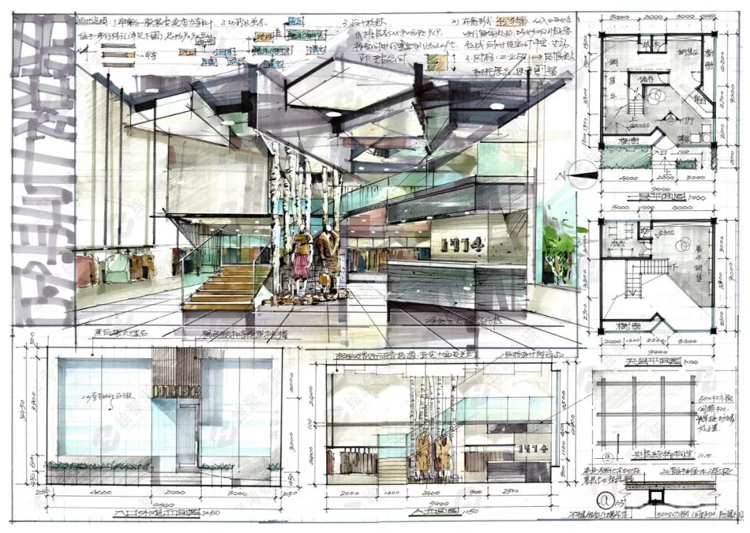 商业办公空间 08〡马克笔 a2画幅