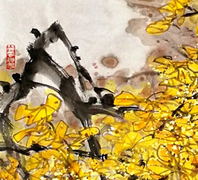 一日一画名家名作赏析之忆君银杏画第二篇