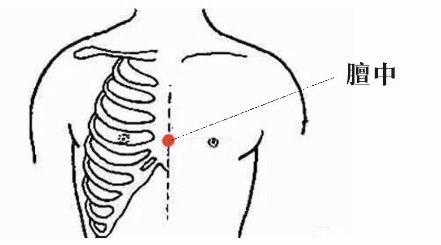 第二步:按摩膻中穴