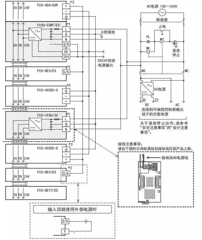 三菱fx5uplc模块硬件接线图