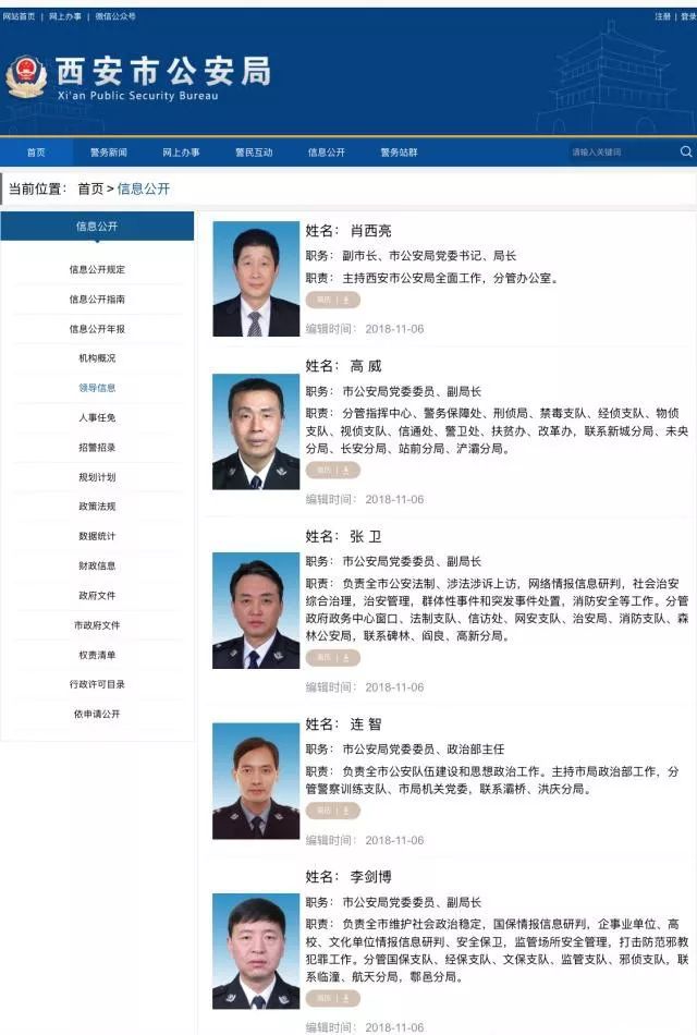 党委书记,市公安局副局长,党委委员,西安市委平安建设工作办公室(简称