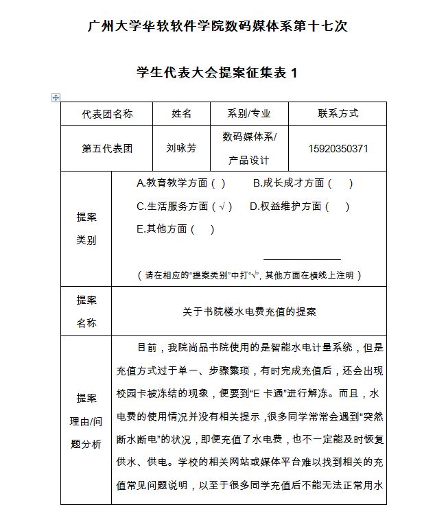 优秀提案广州大学华软软件学院第七次学生代表大会提案