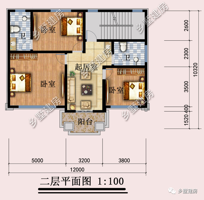 12x9米农村三层小别墅,茶室 双露台完美设计,省钱又实用!