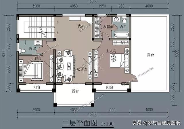 16×8米3款农村别墅设计,建二层当三层用,第3款还有烤火间