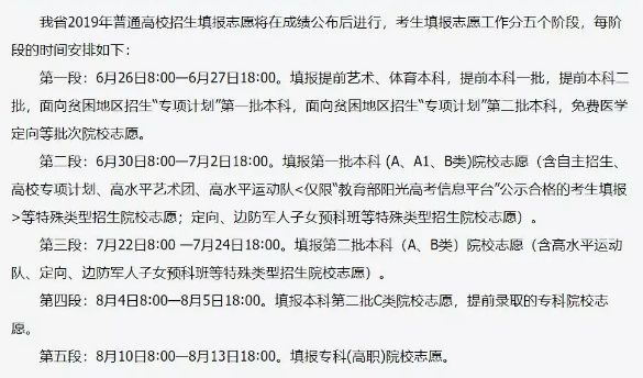 全国高考查分报志愿时间表