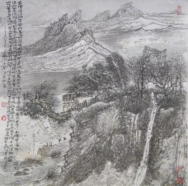 白云峰远流水曲长画家郭建龙作品赏析