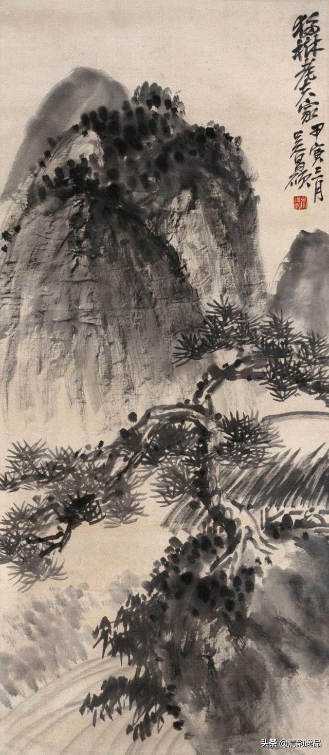 石鼓篆书第一人,文人画最后的高峰,吴昌硕山水画欣赏