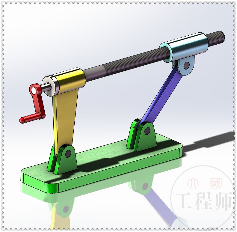 用solidworks设计的杠杆螺杆空间机构