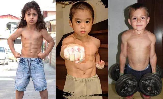 最强壮的3名小孩，6块腹肌让大人都羞愧，网友：不影响发育？:强壮腹肌