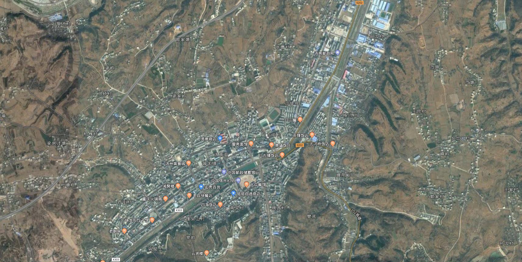 陕西省洛南县部分区域卫星高清图