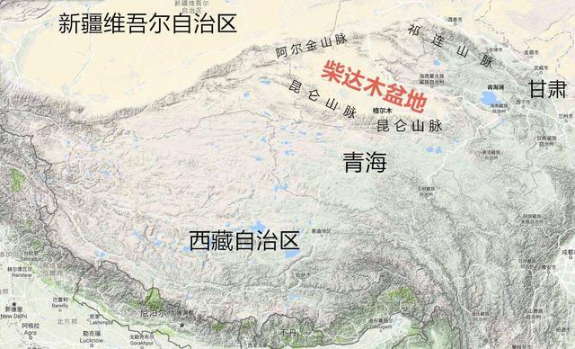 再次, 柴达木盆地位于我国的"青藏高寒区",位于昆仑山脉,阿尔金山脉和