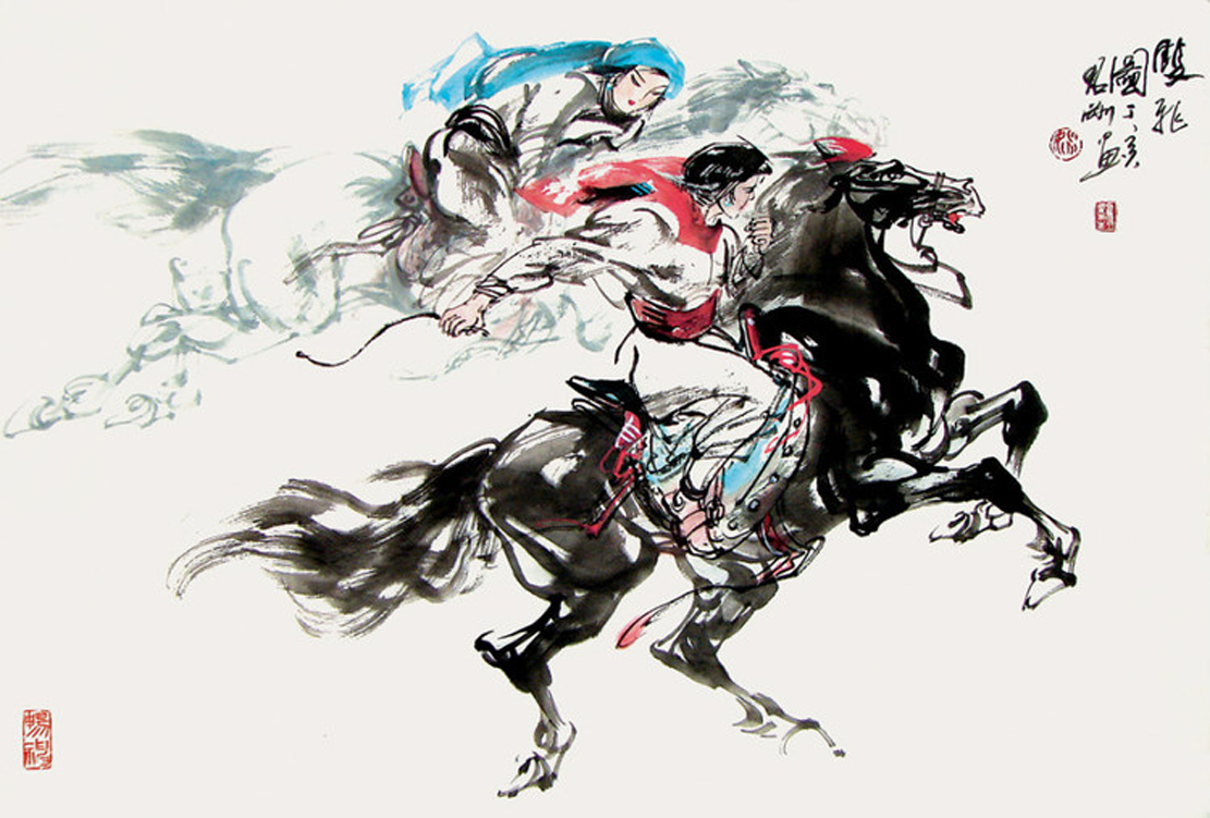 姚君刚画家《马背上的民族 草原骏马》