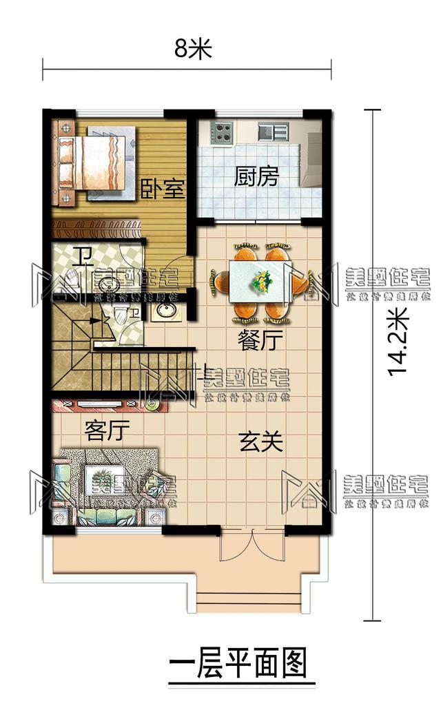 92x12.8米 占地面积:106.1平方米 建筑面积:598.