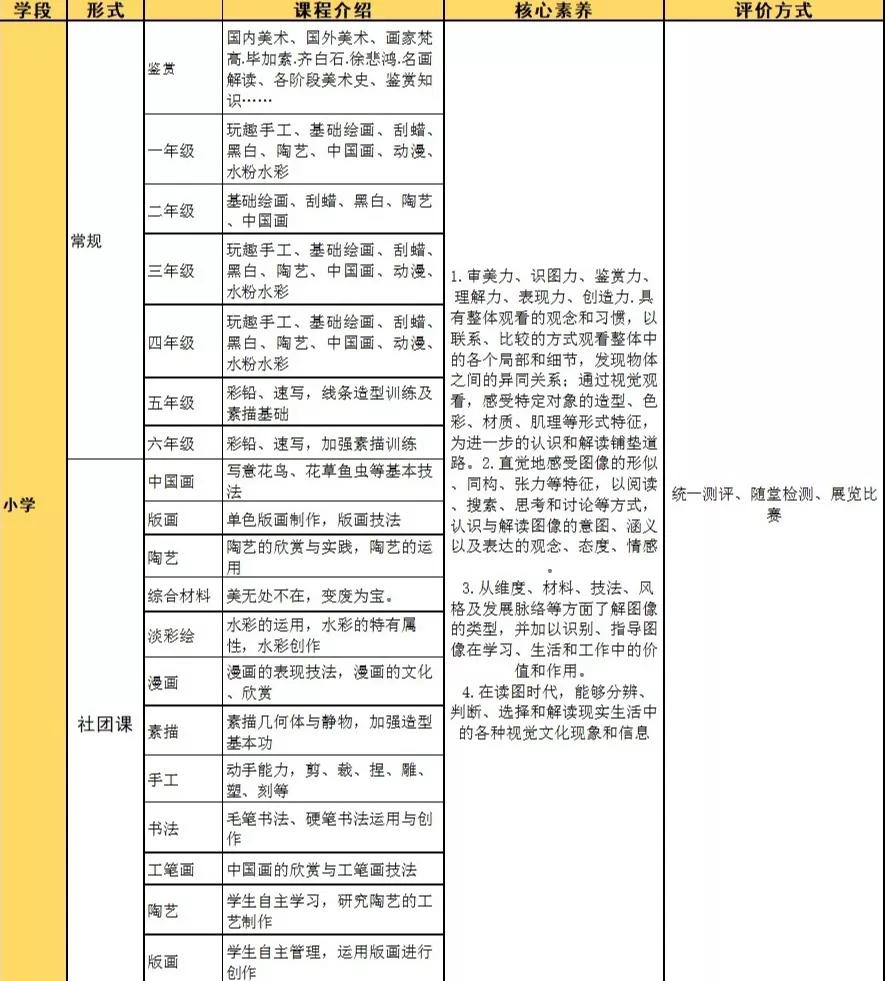 潍坊天立学校美术学科课程体系大纲