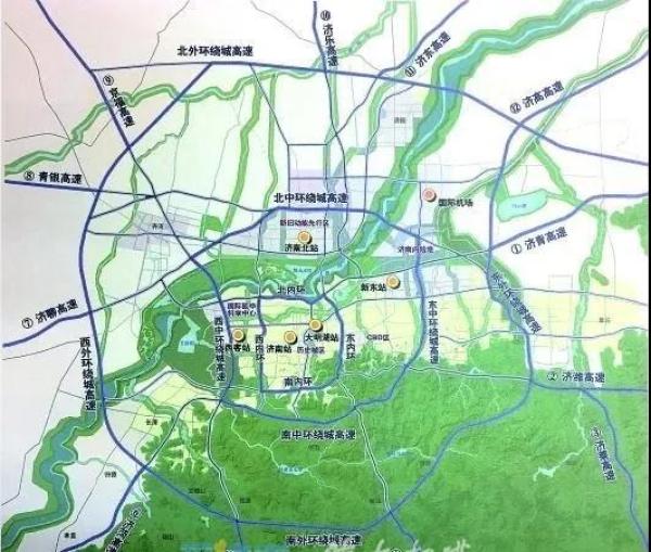其中,内环,中环已全部建成通车,外环由济南至高青高速济南段,绕城