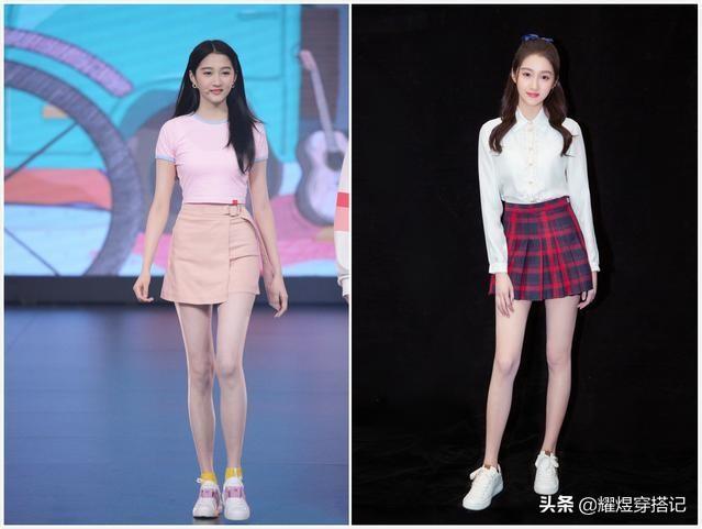 关晓彤仗着108cm腿长,穿健美短裤还不够又配长筒袜,竟