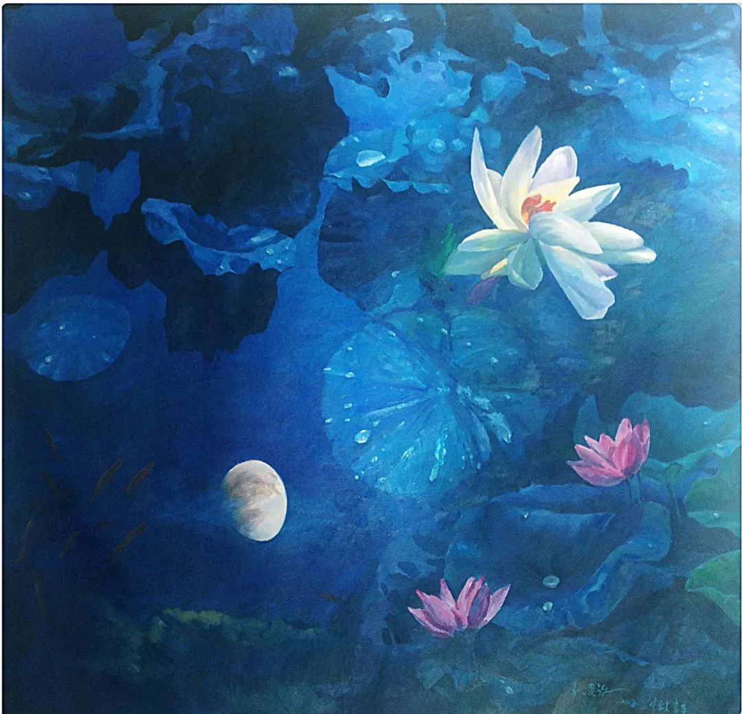 张贤滔 油画《荷塘月色》130x130cm 2013张贤滔 油画《优美世界里的