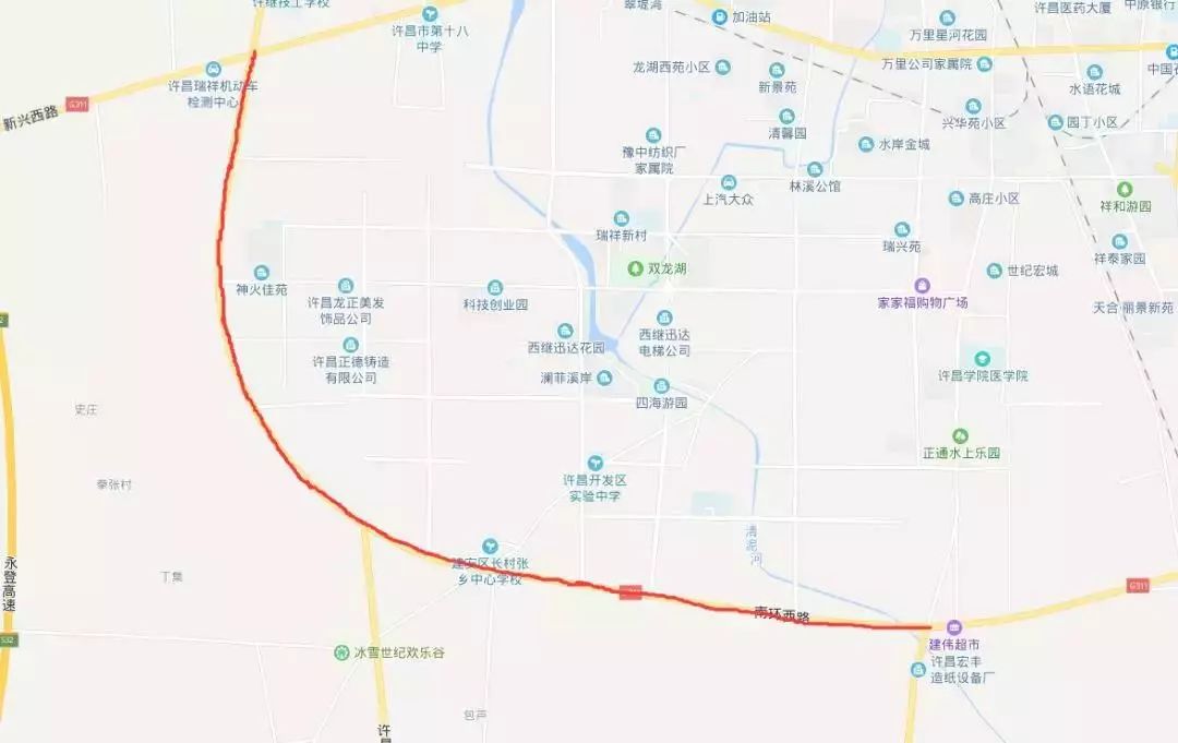 西南环道路维修工程(国道311线与许繁路—新兴西路段)示意图