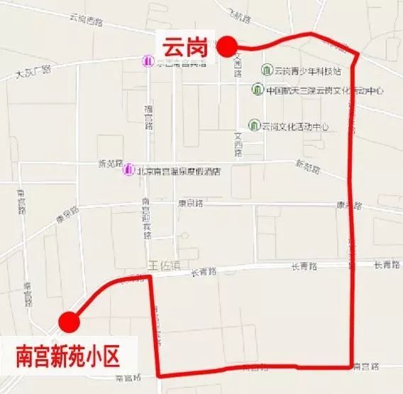 中途设站:南宫新苑小区,王佐镇政府(南宫新苑小区→云岗),南宫路,领秀