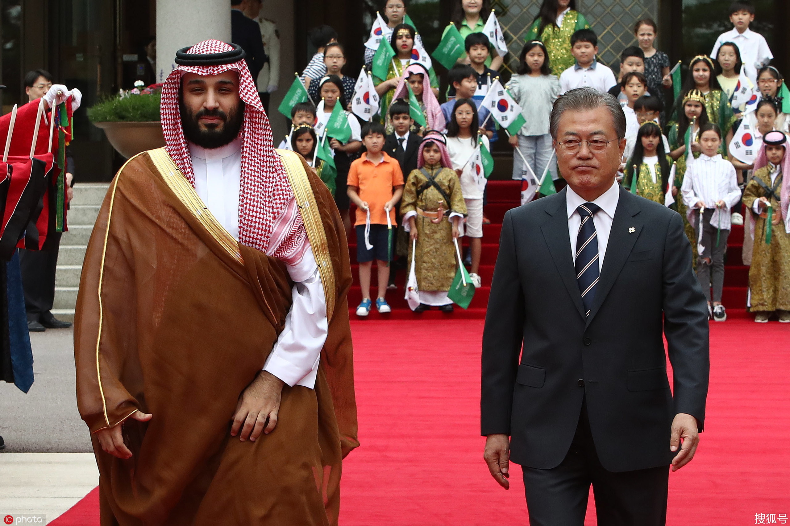 当地时间2019年6月26日,韩国首尔,韩国总统文在寅为到访的沙特阿拉伯