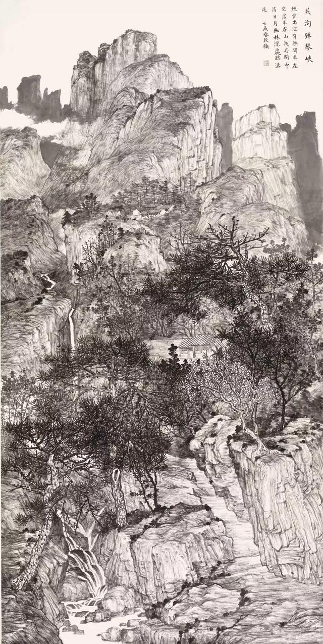 京海墨韵艺术名家段铁|山水画作品,中景处理堪为时代高峰